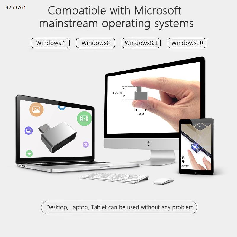 Win11 Computer USB Fingerprint Reader Laptop Desktop Computer Windows Hello Logger Type-c Silver Office Products U9