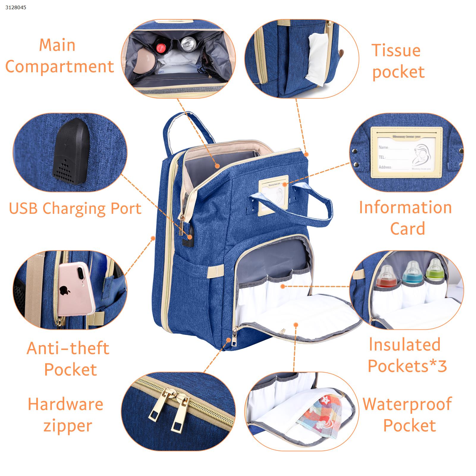 Diaper Bag Backpack (Royal Blue) Outdoor backpack HS-2090#