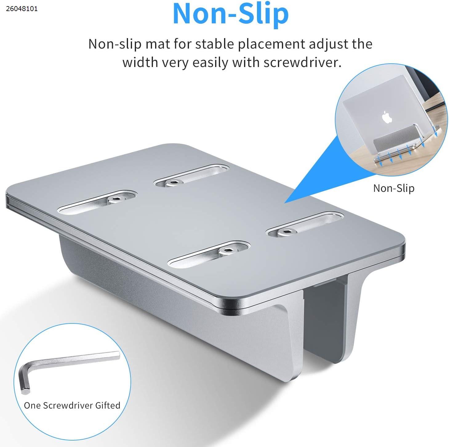 Silvery Vertical Laptop Stand[Adjustable Size],Aluminum Adjustable Laptop Holder,Saving Space, Suitable for MacBook Pro/Air, iPad, Samsung, Huawei, Surface, Dell, HP, Lenovo and Others  YXJ010