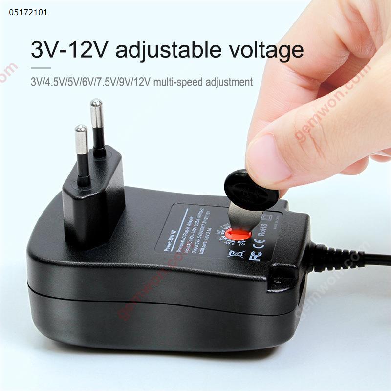 30W Multifunctional charger with adjustable 3-12v American standard power adapter comes with (8 heads) compatible with various devices for power supply  30W