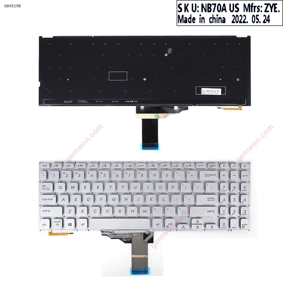 Asus Vivobook X515 X515E X515M X515J X515JA R515L F515J F515JA F515JP F515E F515EA F515EP SILVER （Backlit Win8）） US N/A Laptop Keyboard (Original)