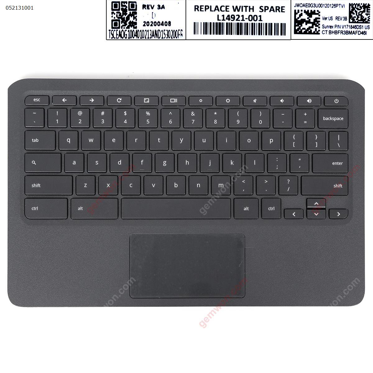 HP Chromebook 11 G6 EE palmres with US Keyboard case Upper cover BLACK （with touchpad） Cover L14921-001