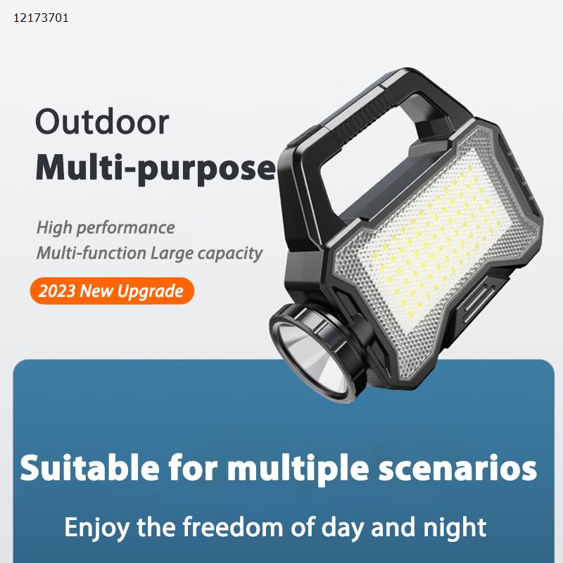 Solar flashlight LED strong outdoor rechargeable portable ultra-bright COB work light portable searchlight type-c charging  688