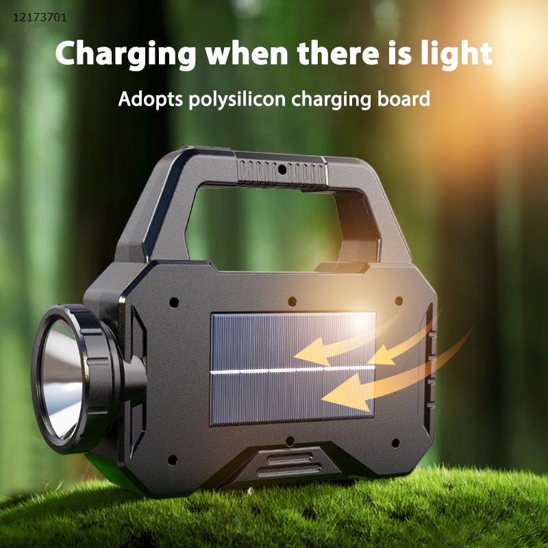 Solar flashlight LED strong outdoor rechargeable portable ultra-bright COB work light portable searchlight type-c charging  688