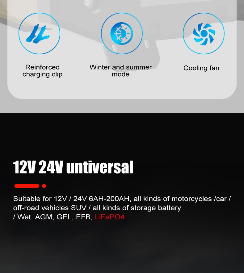 10A portable 12V 24V motorcycle battery charger, portable car battery charger  FPT-100
