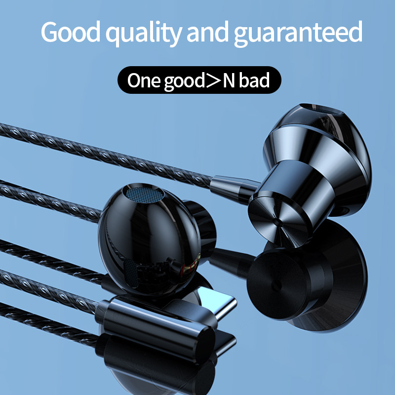 [Black] Metal type-c headphones In-ear for Huawei P40 Mi 8SE letV mobile gaming headphones do not support the use of new Apple phones  F13