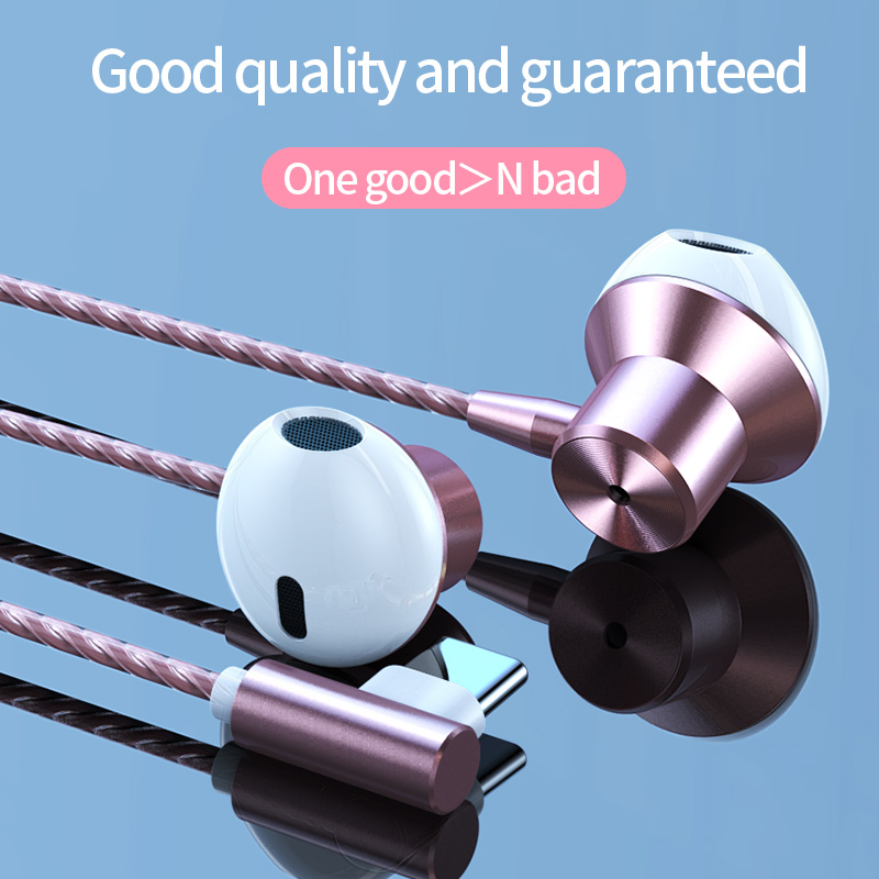 [Pink] Metal type-c headphones In-ear for Huawei P40 Mi 8SE letV mobile gaming headphones do not support the use of new Apple phones  F13