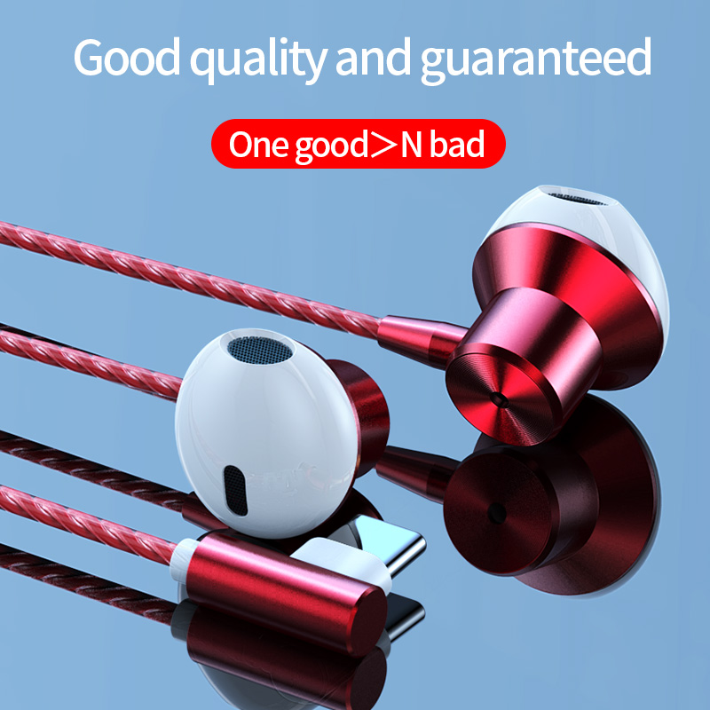 [Red] Metal type-c headphones In-ear for Huawei P40 Mi 8SE letV mobile gaming headphones do not support the use of new Apple phones  F13