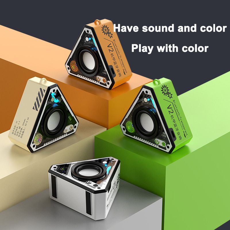 [Orange] Wireless Bluetooth Cybersound outdoor portable mech subwoofer mini desktop small steel gun speaker TWS couplet tide play  V2