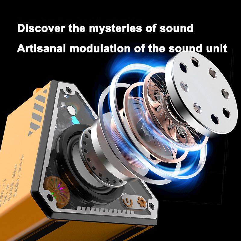 [Orange] Wireless Bluetooth Cybersound outdoor portable mech subwoofer mini desktop small steel gun speaker TWS couplet tide play  V2