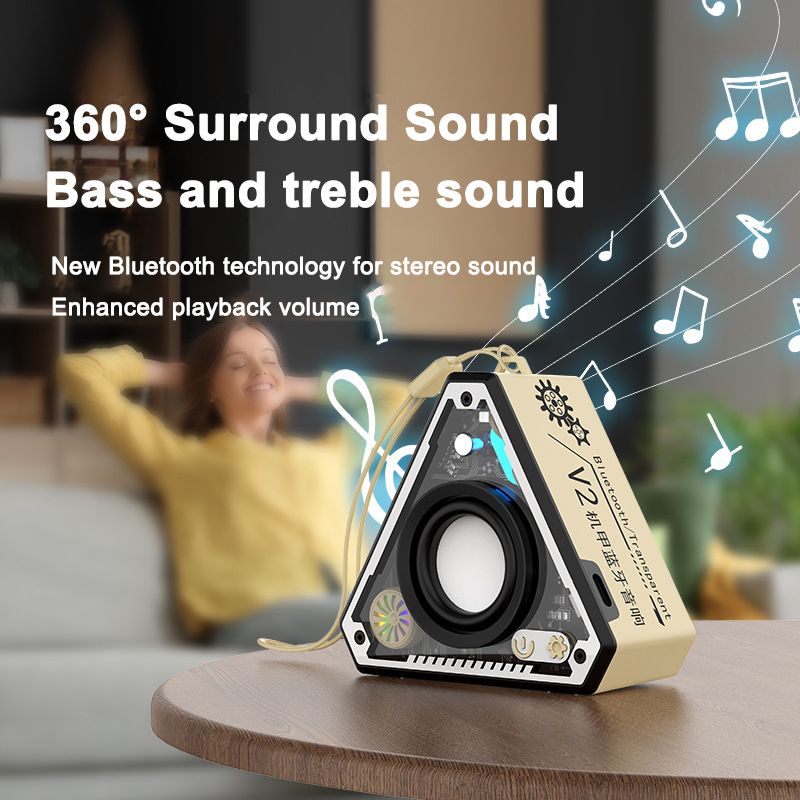 [Orange] Wireless Bluetooth Cybersound outdoor portable mech subwoofer mini desktop small steel gun speaker TWS couplet tide play  V2