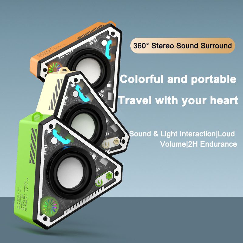 [Orange] Wireless Bluetooth Cybersound outdoor portable mech subwoofer mini desktop small steel gun speaker TWS couplet tide play  V2