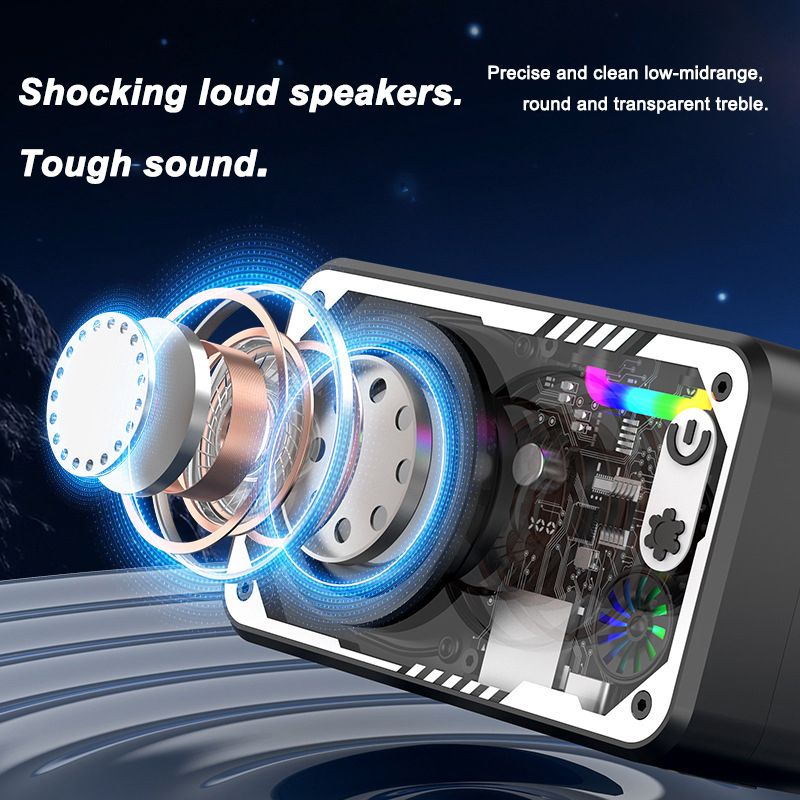 [White] Transparent Bluetooth speaker wireless outdoor bright light subwoofer series steel cannon sound  V1