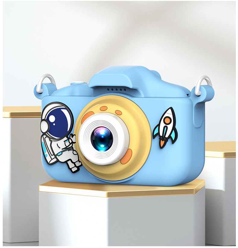 [Blue] Astronaut Children's Mini Camera 2.0 inch small SLR cartoon digital camera 2000W pixels can take pictures and videos Camera X5S