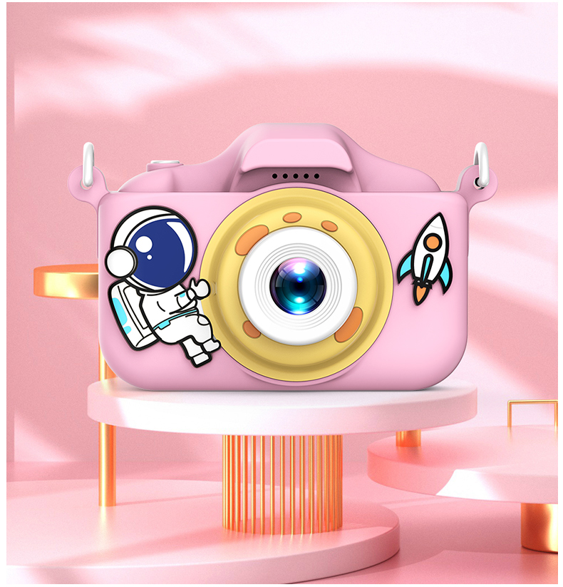 [Pink] Astronaut Children's Mini Camera 2.0 inch small SLR cartoon digital camera 2000W pixels can take pictures and videos Camera X5S