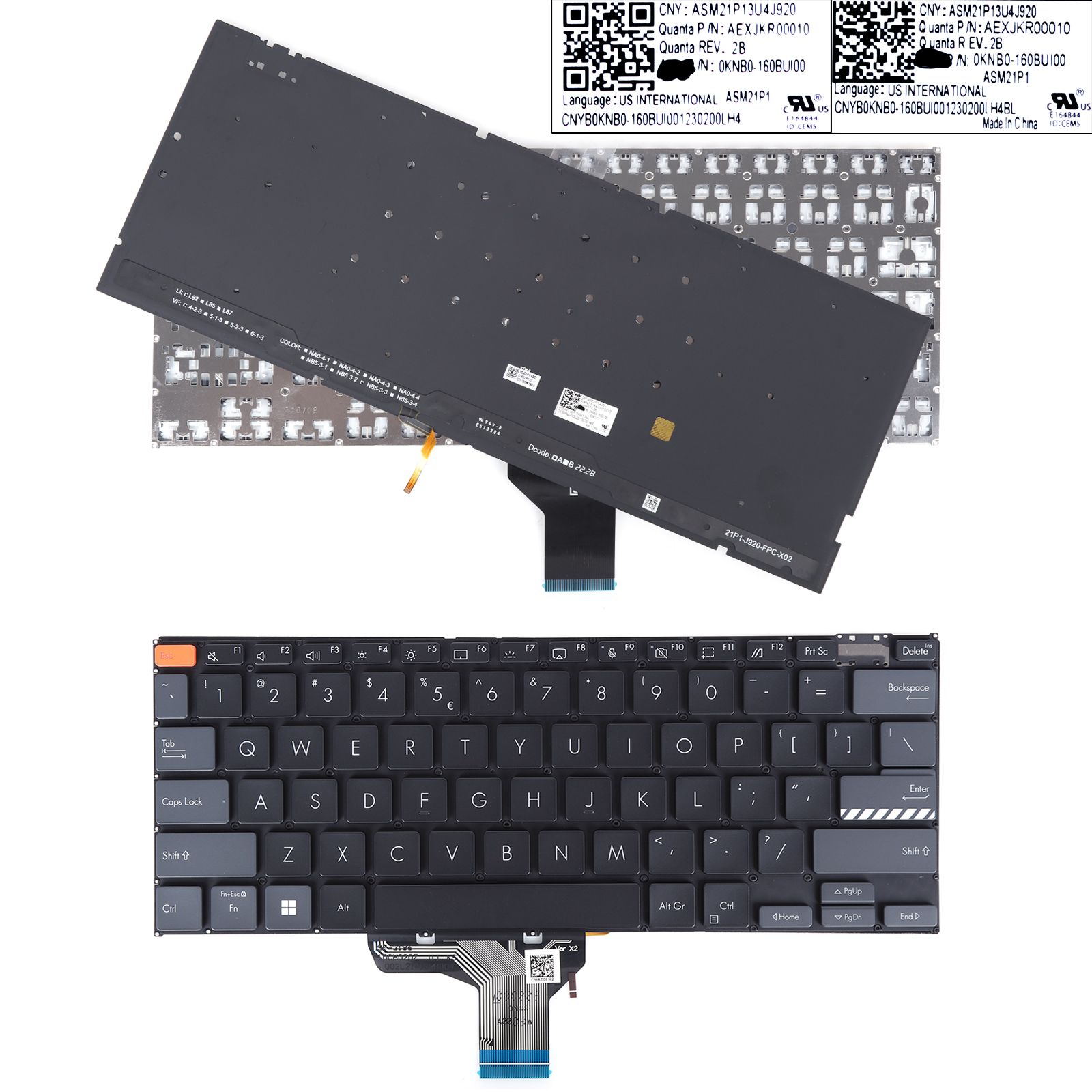 ASUS 14pro N7401 Black（Function keys Gray,Backlit）  N/A