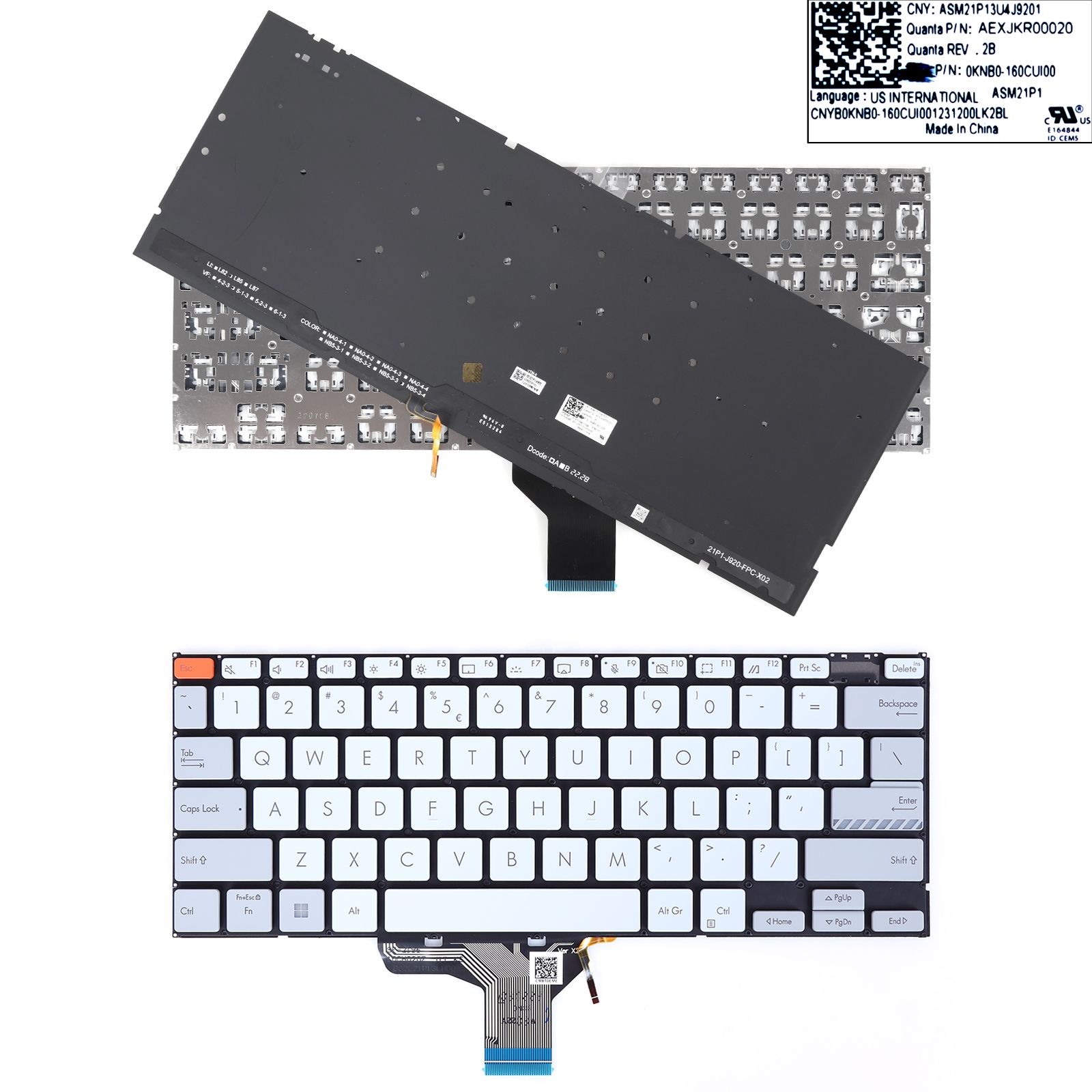 ASUS 14pro N7401 White（Function keys Gray,Backlit）  N/A