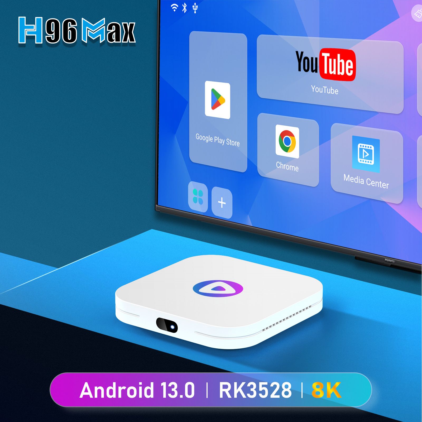 H96 Max M1 Network set-top Box HD 8K TV Box Bluetooth Boutique set-top box 8K 2.4G/5G RK3528 Android 13.0 You Tube Chrome 4GB+32GB European regulation  H96 Max M1