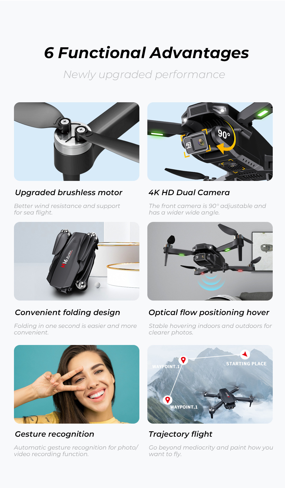 Drone brushless motor aerial photography optical flow hovering quadcopter cross-border drone remote control aircraft dual lens  H16