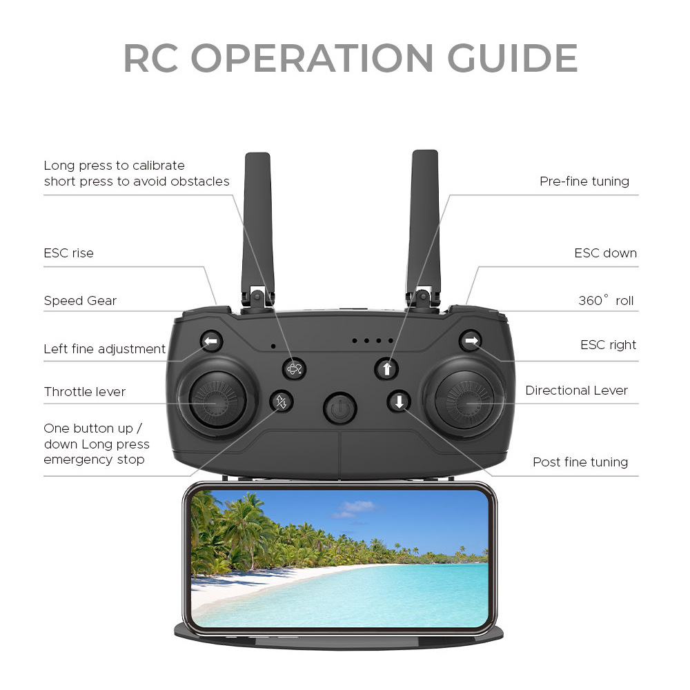 Four side obstacle avoidance UAV light flow hovering aircraft electric modulation HD aerial photography remote control aircraft dual lens  H63