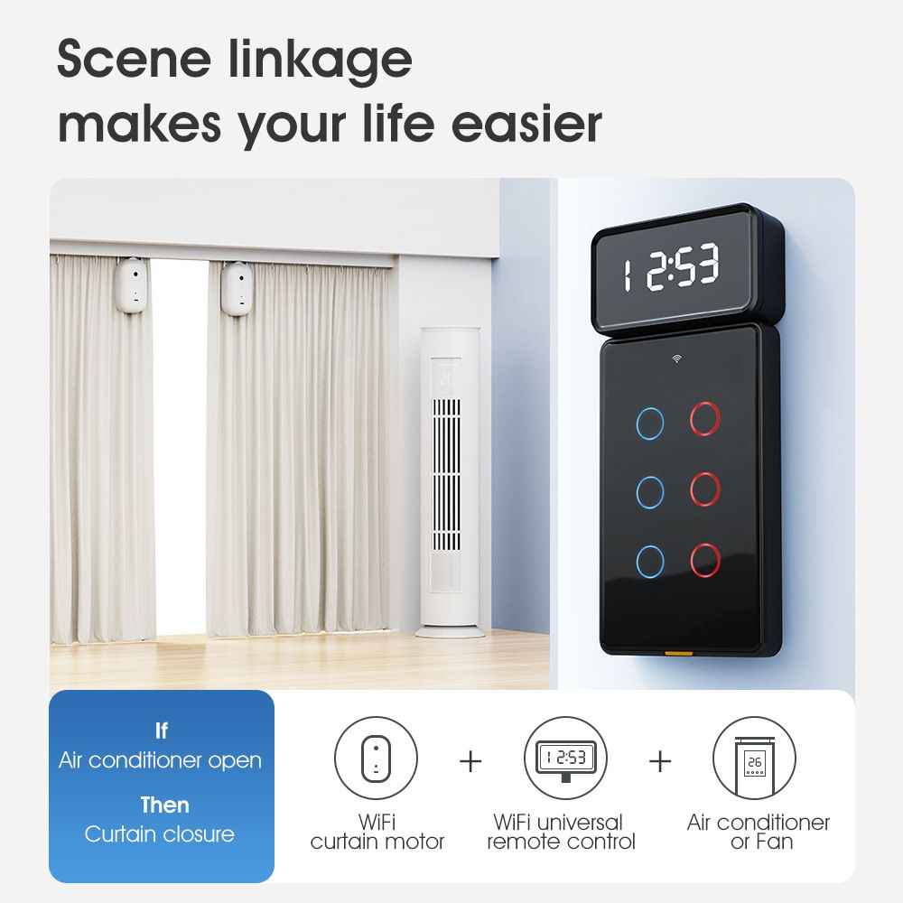 Smart home wifi wireless IR infrared universal remote control tuya APP remote control TV air conditioning small appliance switch WiFI-IR universal remote control + with time display -Type-C straight jack  MG-YKQ101