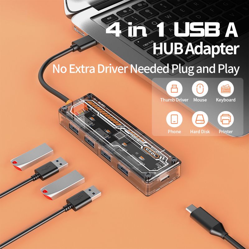 Type-c hub 4 in 1 usb c hub USB A to USB3.0*4+USB C charing docking station  SW4U-A