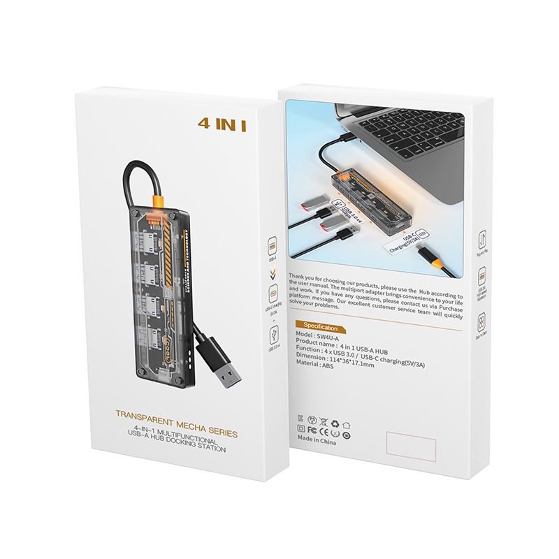 Type-c hub 4 in 1 usb c hub USB A to USB3.0*4+USB C charing docking station  SW4U-A