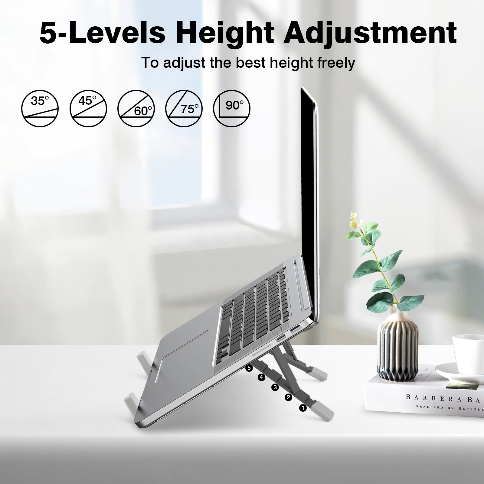 [Grey] Laptop stand X type aluminum alloy desktop folding portable computer stand to increase heat dissipation support bracket Mobile Phone Mounts & Stands BST-31X