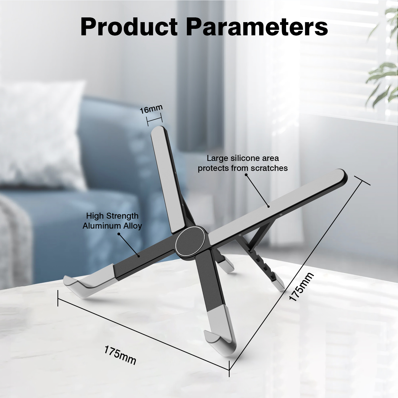 [Grey] Laptop stand X type aluminum alloy desktop folding portable computer stand to increase heat dissipation support bracket Mobile Phone Mounts & Stands BST-31X