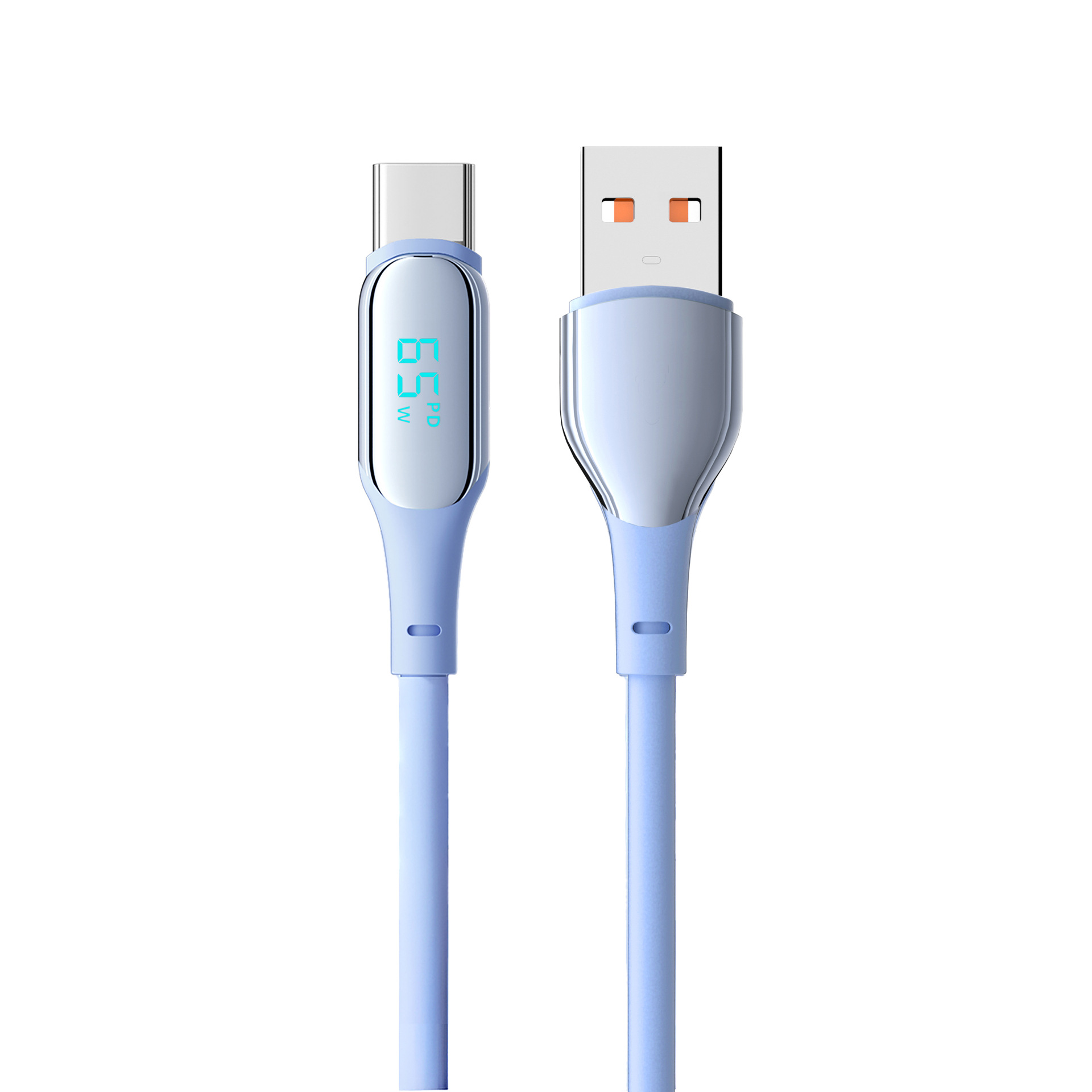 [66W USB-Type-c] 1.5m mobile phone fast charge data cable Type-c to Type-c single-head digital display support LED screen real-time power digital display Charger & Data Cable C-C