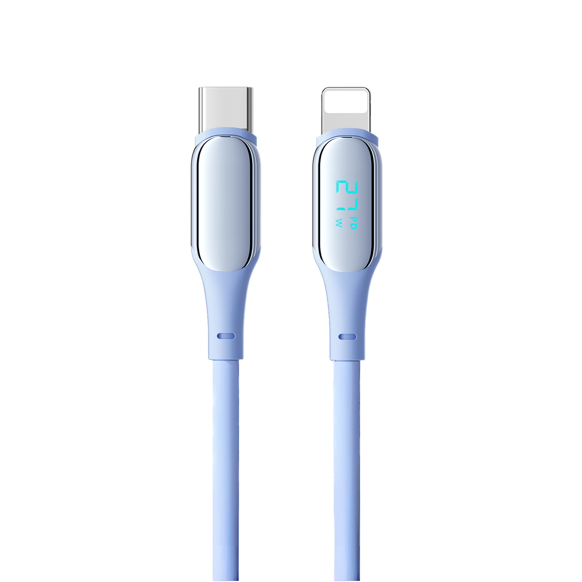 [27W Type-c-Lightning] 1.5m mobile phone fast charge data cable Type-c to Type-c single-head digital display support LED screen real-time power digital display Charger & Data Cable C-C