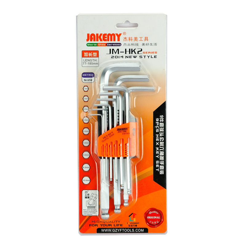 Jakemy JM-HK2 9-piece set long ball head Allen wrench Repair Tools JM-HK2