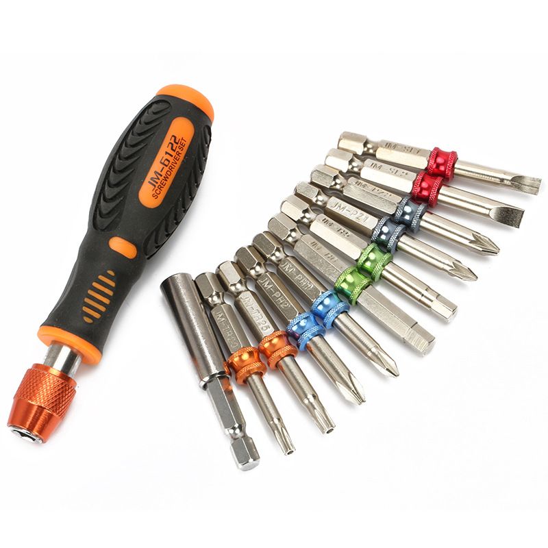 JM-6122 12 in 1 color ring household appliance maintenance screwdriver set Extended tip screw set Repair Tools JM-6122