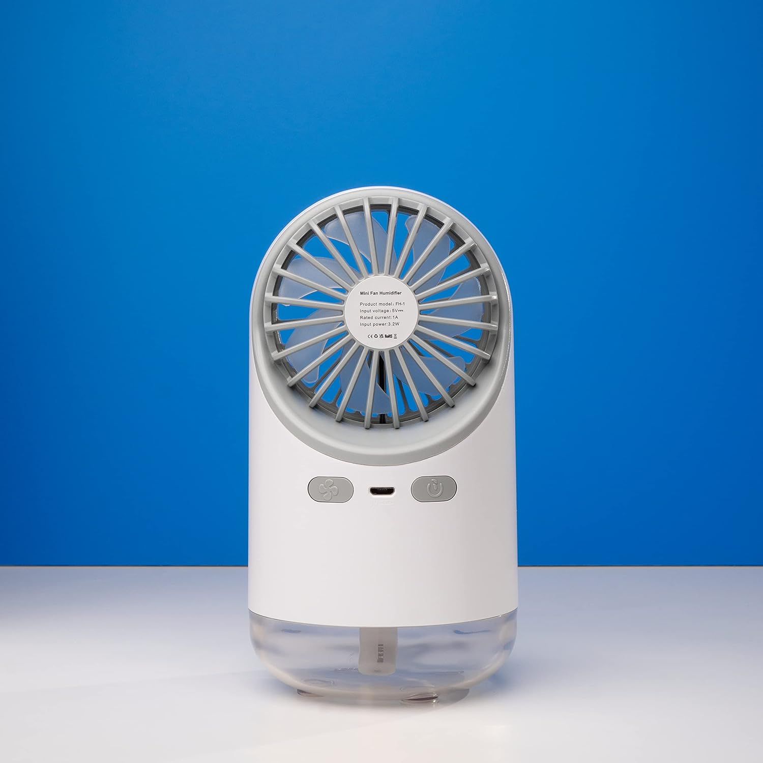 White Portable Rechargeable Fan with Humidifier - Stay Cool and Comfortable Anywhere  BR-3919A