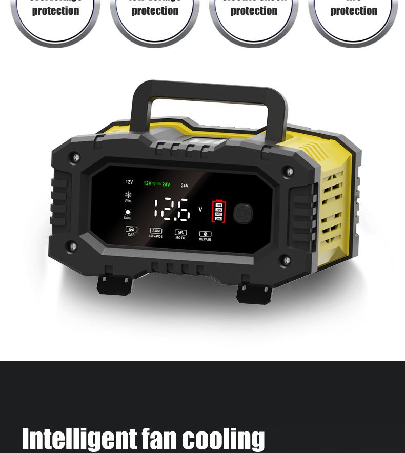 10A portable 12V 24V motorcycle battery charger, portable car battery charger  FPT-100