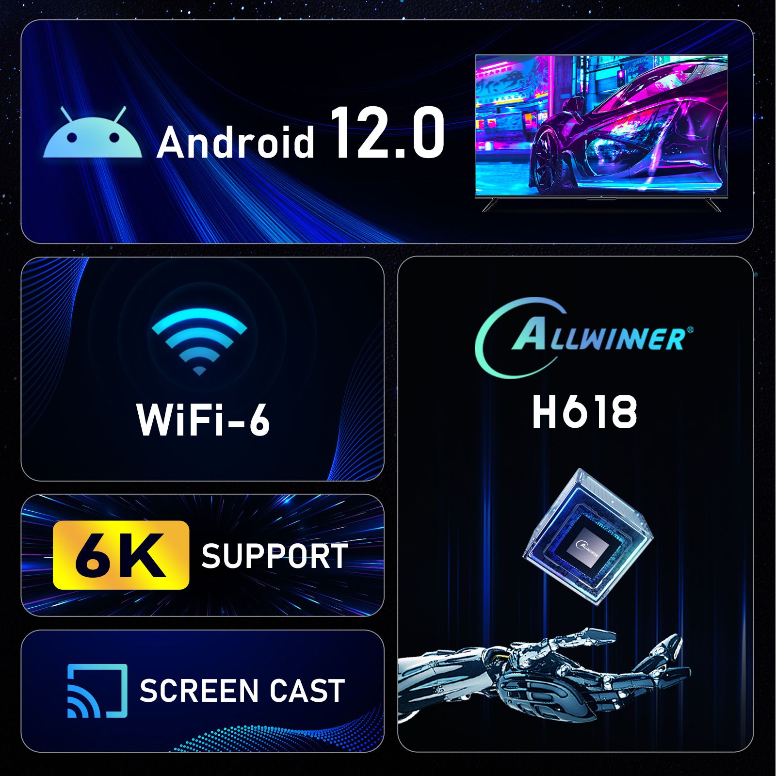 H96max Android TV Box H618 Android 12.0 HD display network set-top box WiFi6 Bluetooth 5.0 4GB+32GB European regulation  H96 MAX H618