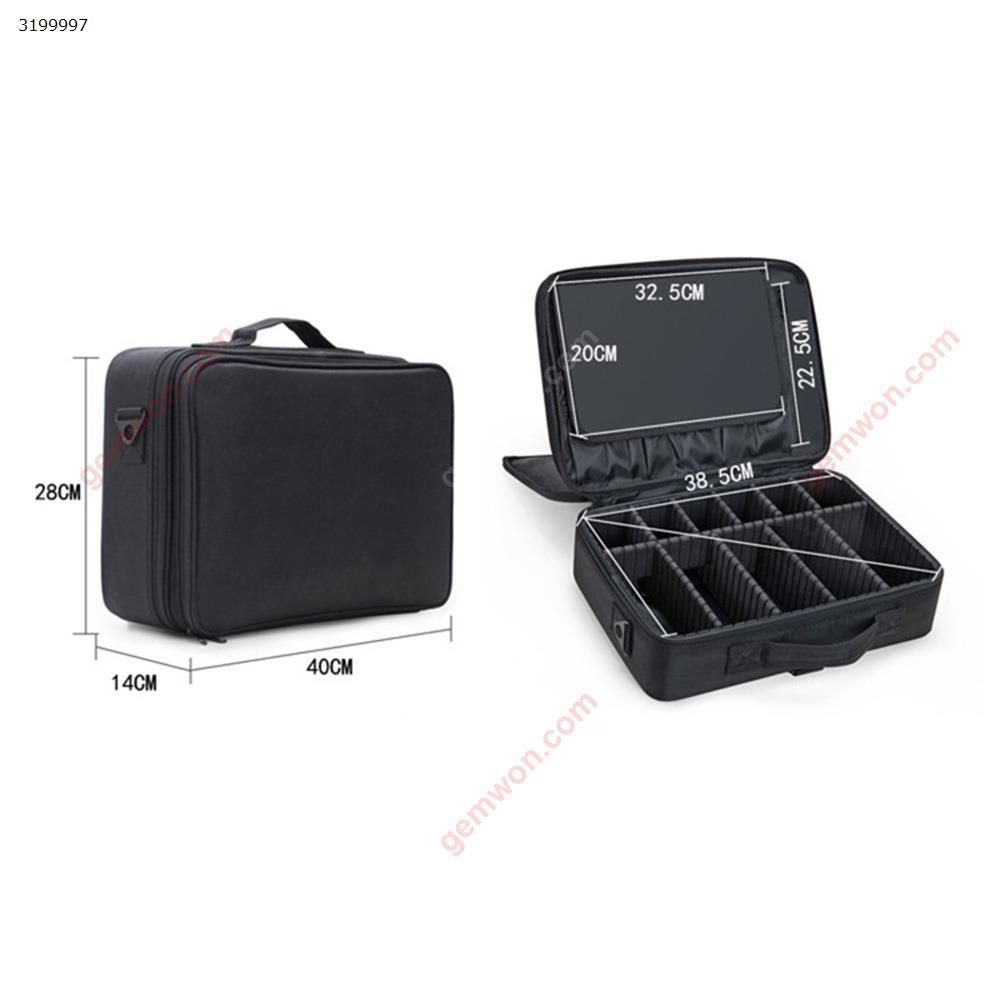 Professional multi-layer partition storage bag insert board cosmetic bag with makeup portable makeup large-scale tattoo semi-permanent toolbox -black Makeup Brushes & Tools  L