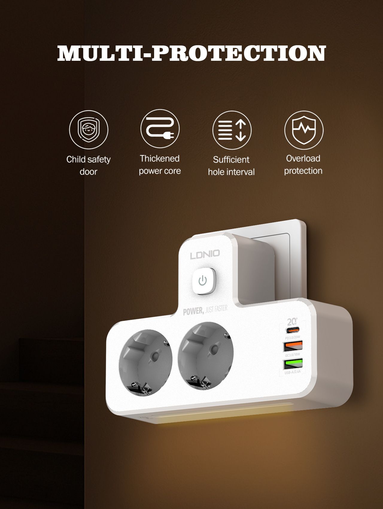 European round hole USB socket European wireless board PD20W Fast charging board TYPE-C PD3.0/20W USB-A/QC3.0/18W USB-A/2.4A European regulations  SE2337