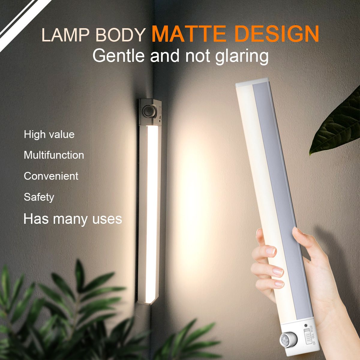 Intelligent human body induction magnetic cabinet light, no wiring required, long battery life charging, three-color light wardrobe, kitchen wine cabinet, display cabinet, 5V1A charging  CG15-51