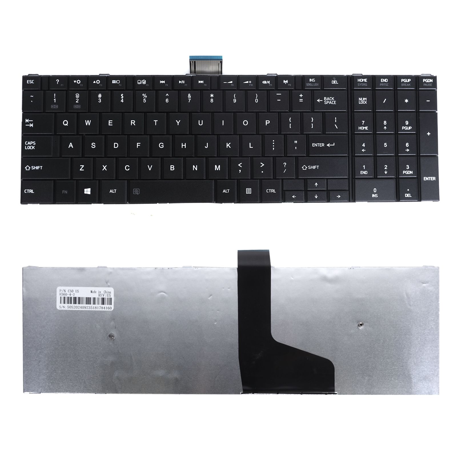 Toshiba C55 black (with foil, win 8, Oem) US N/A Laptop Keyboard (OEM-B)