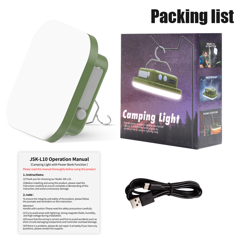 Outdoor camping light tent camping light LED light charging strong light super bright lithium power outage household portable emergency main light  SJK-L10