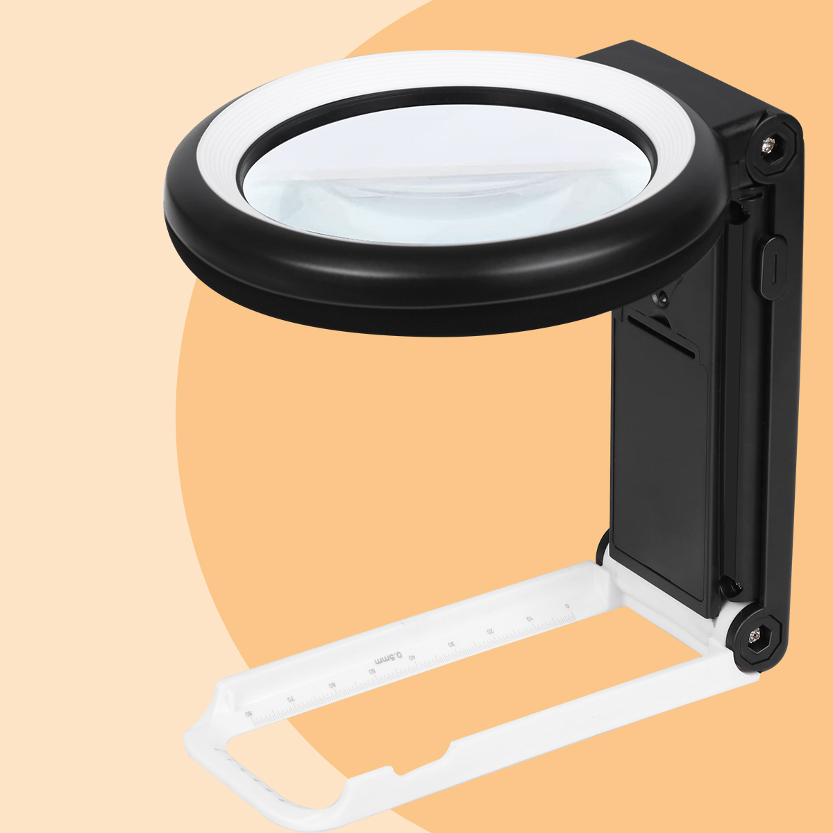 Black KIBTOY Magnifying Glass with Light and Stand, Foldable Handheld Magnifying Glass 18 LED Illuminated Lighted Magnifier for Macular Degeneration, Seniors Reading, Close Work, Coins, Jewelry L106-Black 30X40X  L106-Black