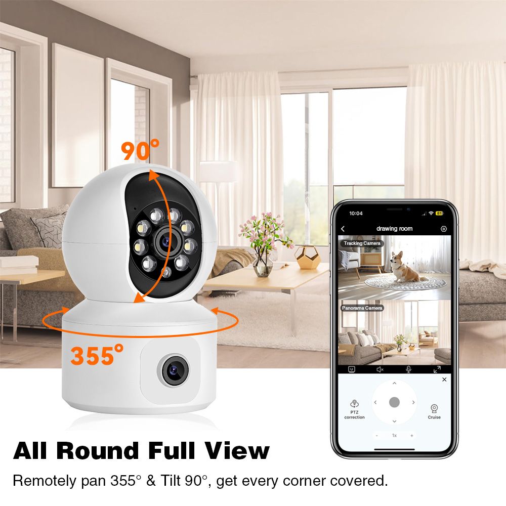 K22 dual-camera outdoor monitoring 1920*1080 high-definition pixel dual-lens intelligent night vision outdoor security mobile monitoring area alarm free rotation two-way communication multi-person viewing  K22