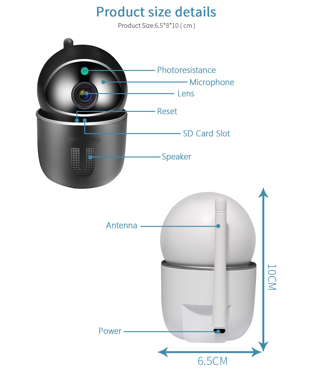 Graffiti intelligent remote cloud storage camera 2 million pixel HD wifi camera Indoor home monitor supports a maximum of 64G TF memory card  U