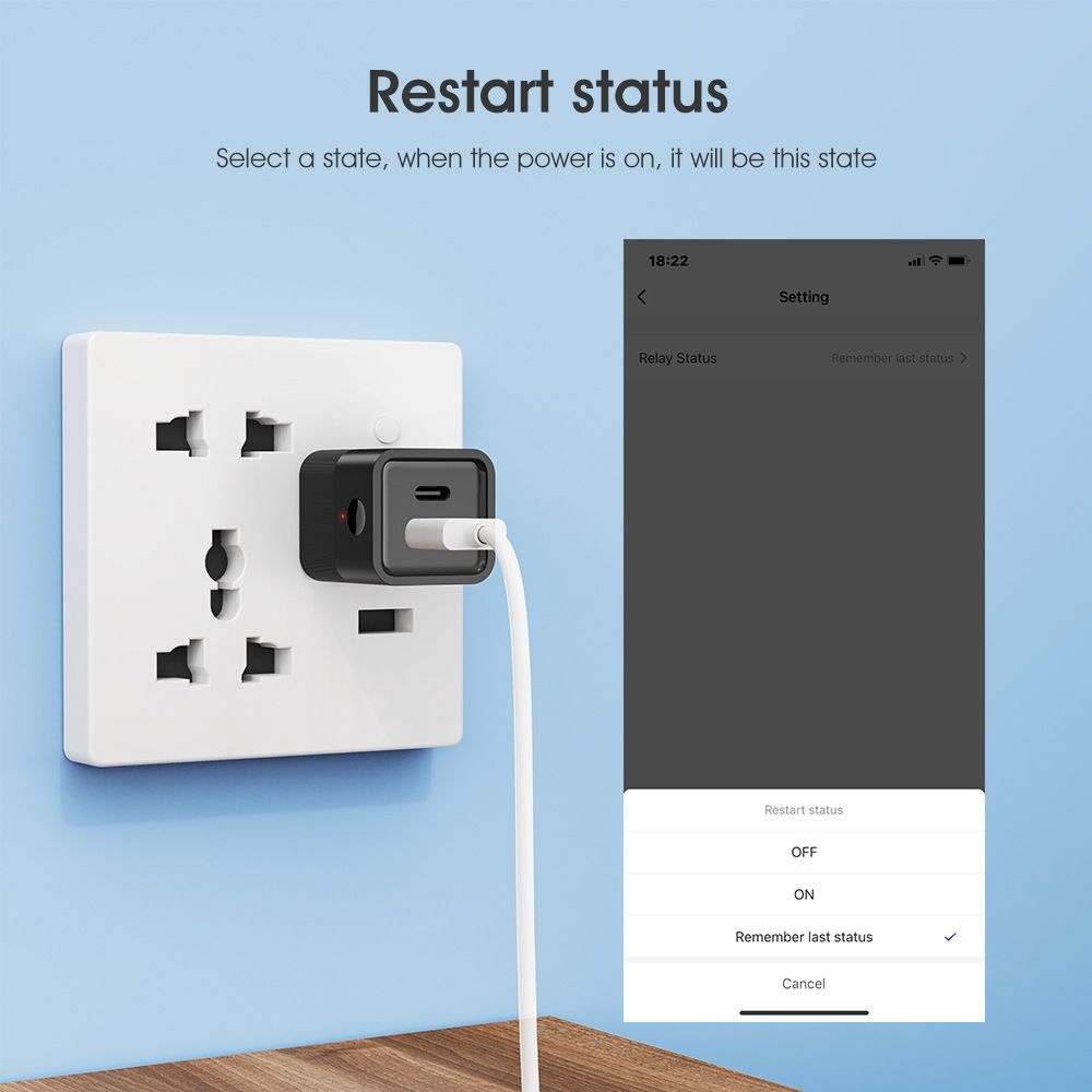 [C to USB+C white] TUYA app Wireless wifi smart power adapter conversion charging head USB+TYPE-C intelligent remote control switch  USB+C