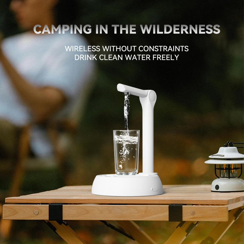 [White] Home desktop desktop drinking water dispenser Small adjustable wireless barrel voice-activated electric intelligent water pump Intelligent control BM-WP08