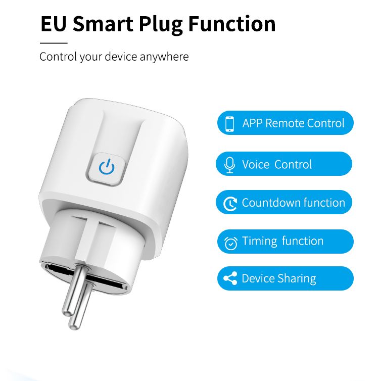 TUYA app WiF smart socket European plug APP remote control intelligent timing switch voice control 16A  WHDZ01