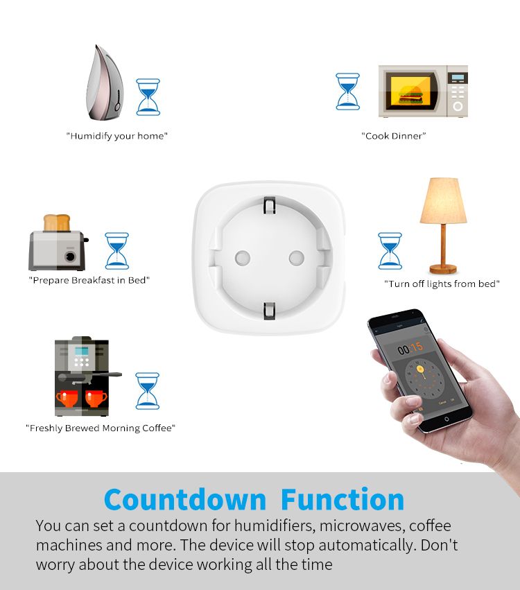 TUYA app WiF smart socket European plug APP remote control intelligent timing switch voice control 16A  WHDZ01