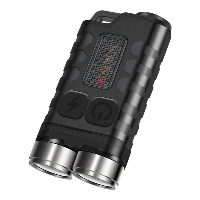Mini keychain flashlight USB-C charging Multi-functional red and blue warning magnetic flashlight 900 lumen color temperature 6500K four-color light source charging use  V3