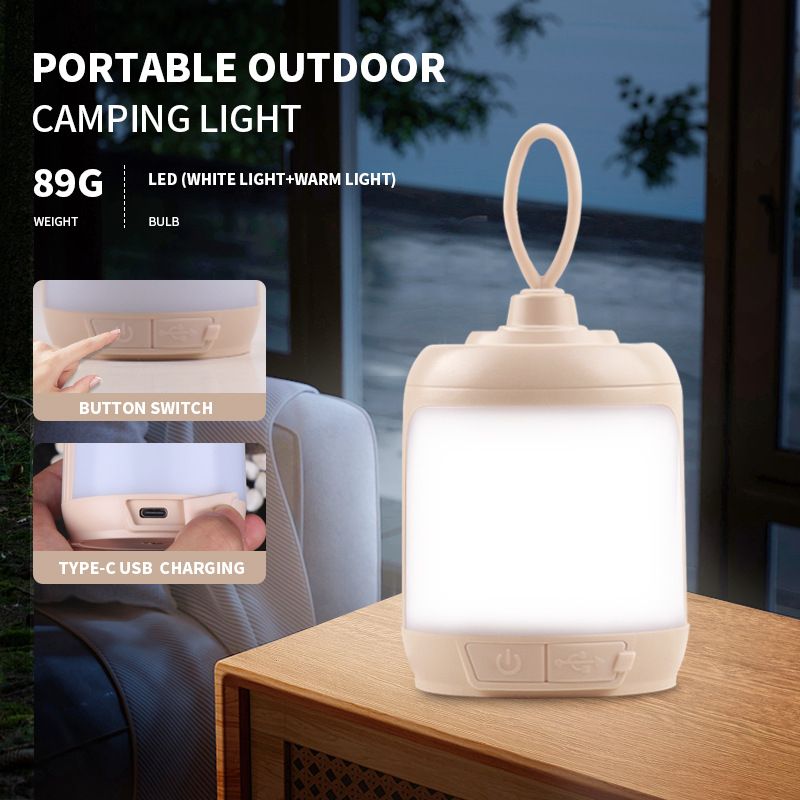 Mini outdoor camping light Atmosphere light USB charging led ultra bright lighting Tent light Portable lamp White + warm light  LW-10